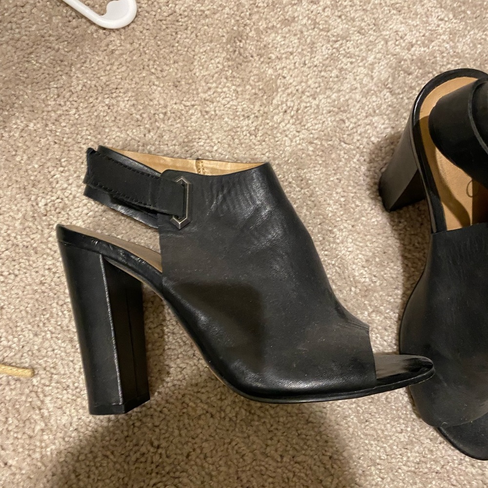 Aldo black heels booties open toe